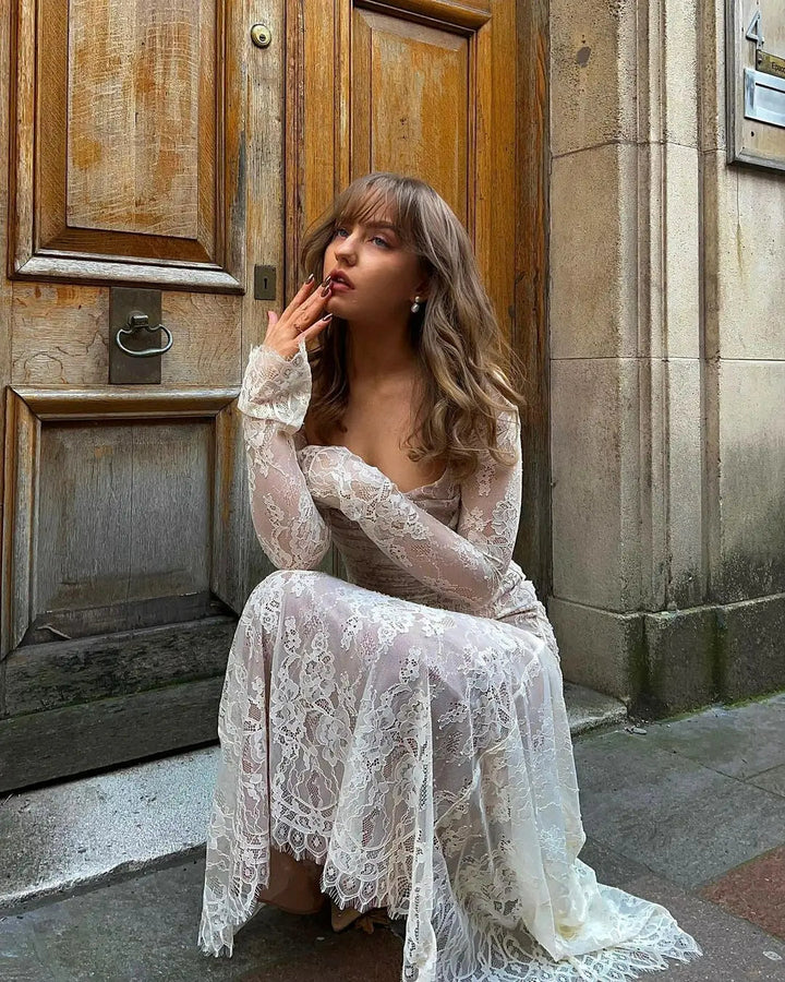 Livilla Long Lace Wedding Guest Maxi Dress