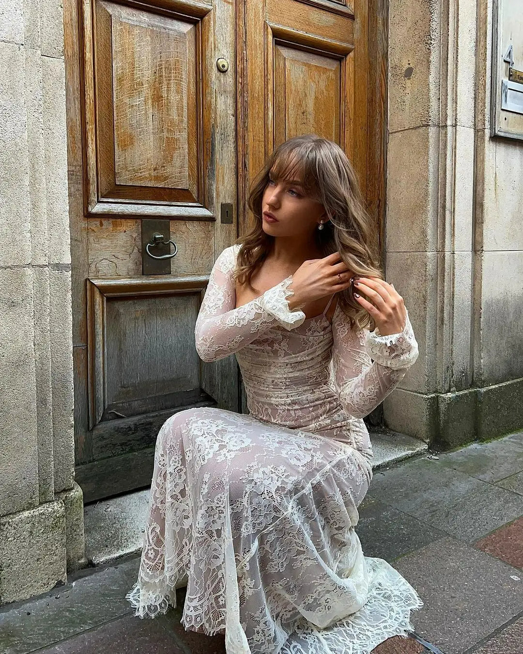 Livilla Long Lace Wedding Guest Maxi Dress