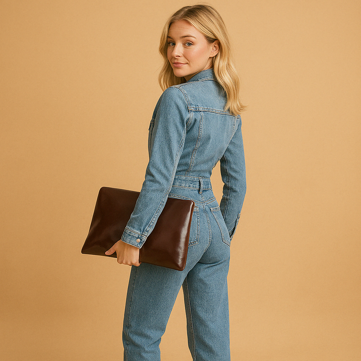 Casual long-sleeve denim jumpsuit for women | Harper