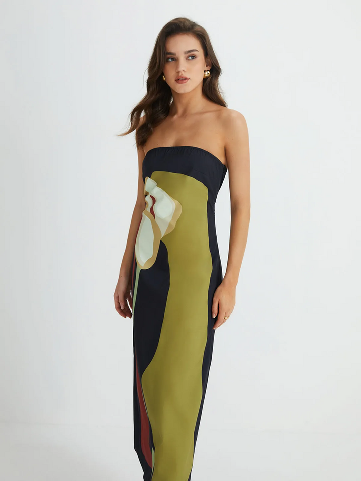 Calla Strapless Printed Summer Party Maxi Dress