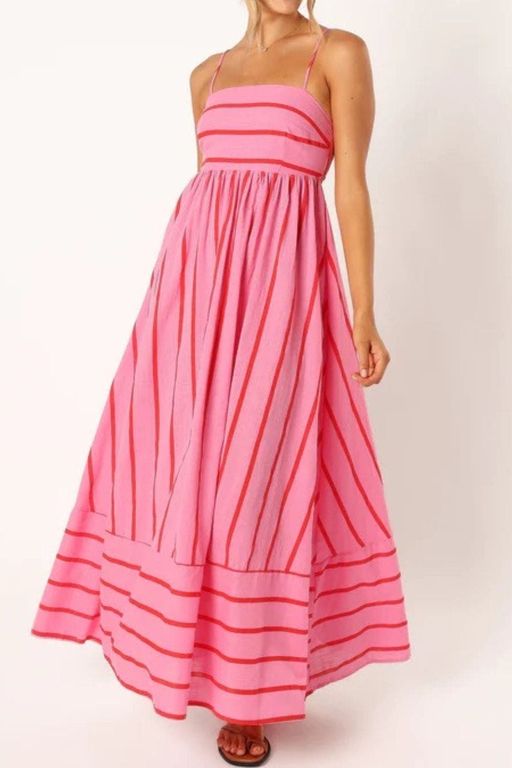 Striped Strappy Summer Beach Maxi Dress