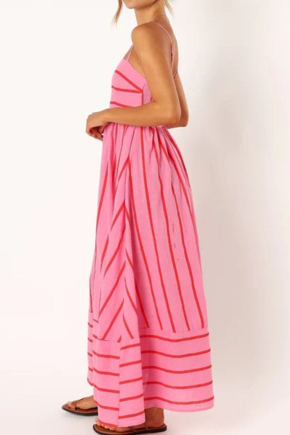 Striped Strappy Summer Beach Maxi Dress