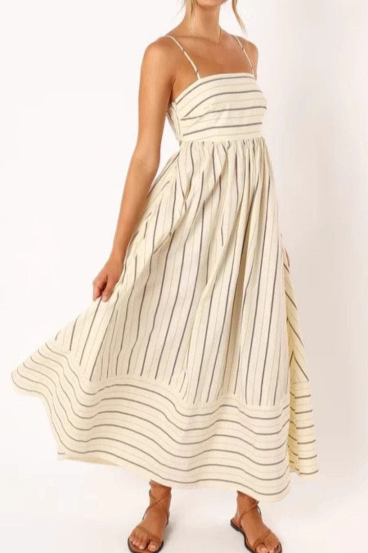 Striped Strappy Summer Beach Maxi Dress