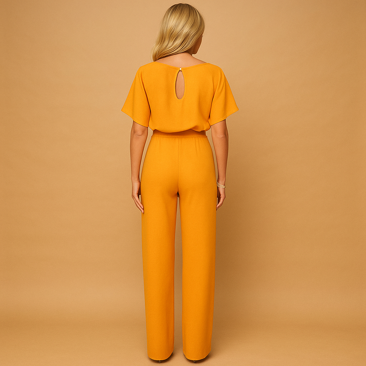 High-waist jumpsuit with lace-up detail for women | Celeste