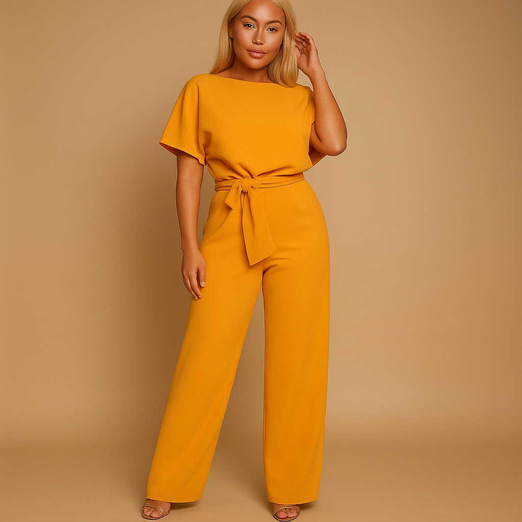 High-waist jumpsuit with lace-up detail for women | Celeste