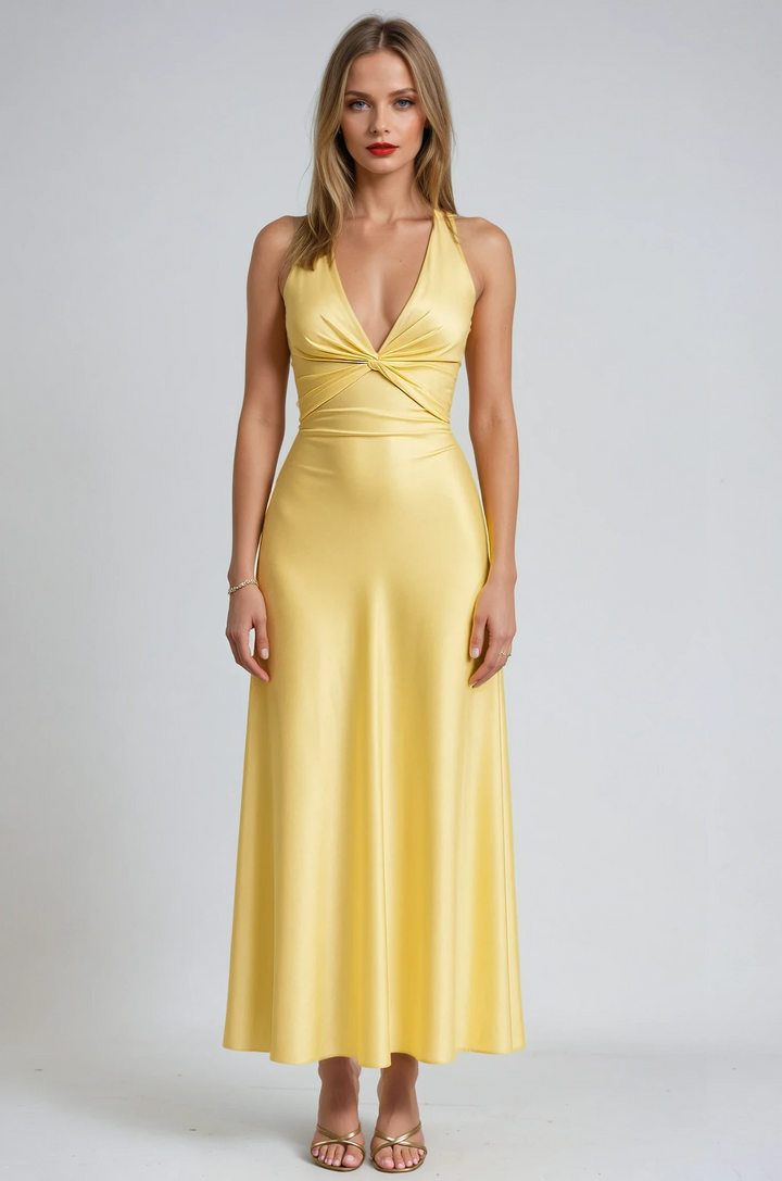 Satin Halter Prom Maxi Gown