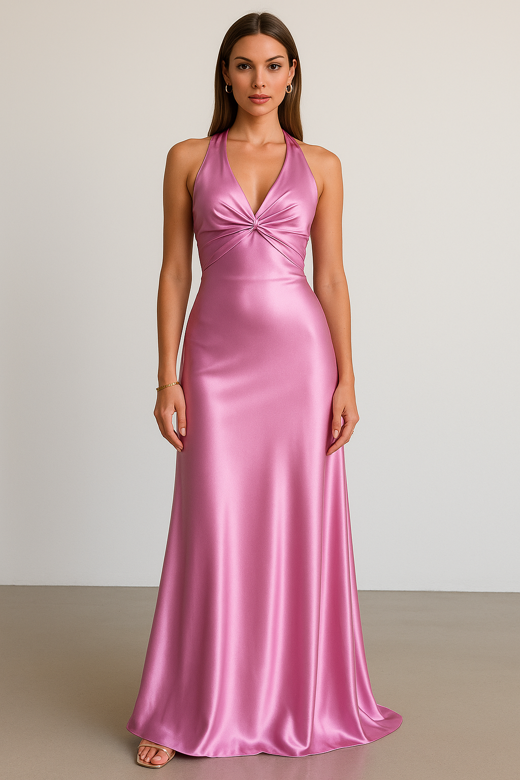 Satin Halter Prom Maxi Gown