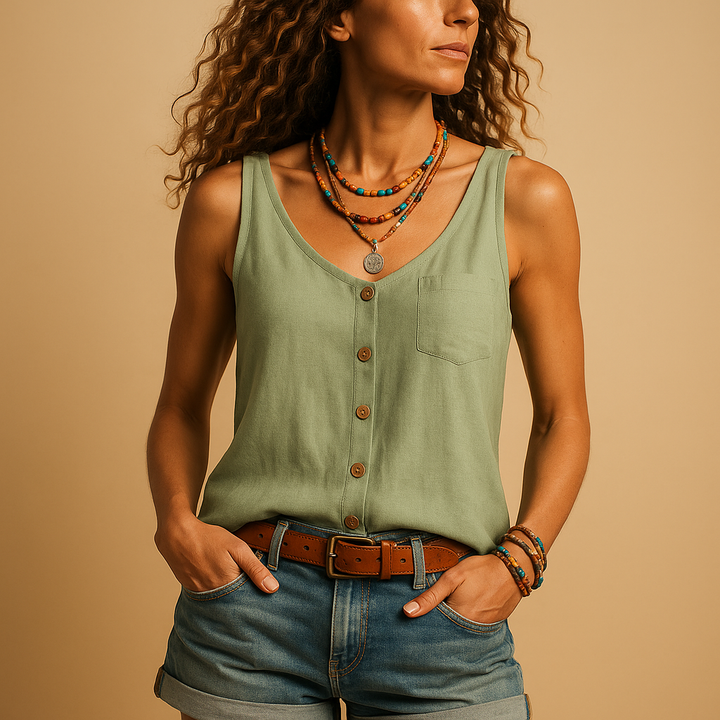 Sleeveless V-neck summer top for women | Naomi