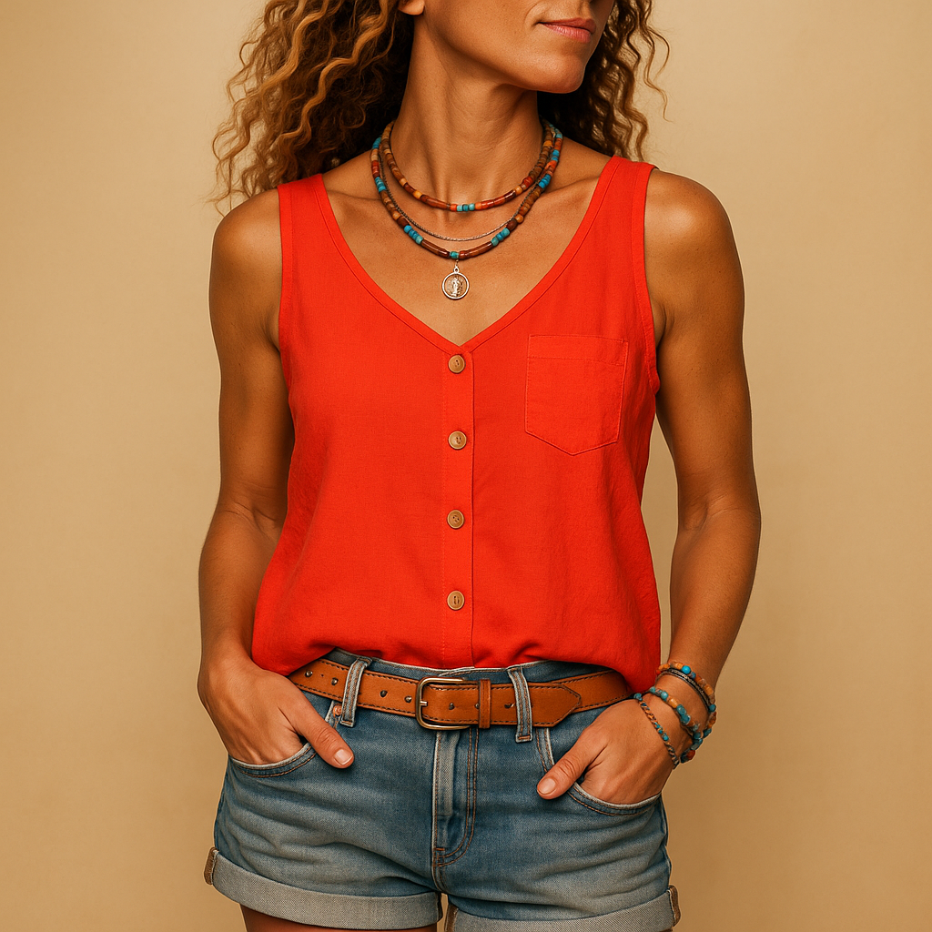 Sleeveless V-neck summer top for women | Naomi