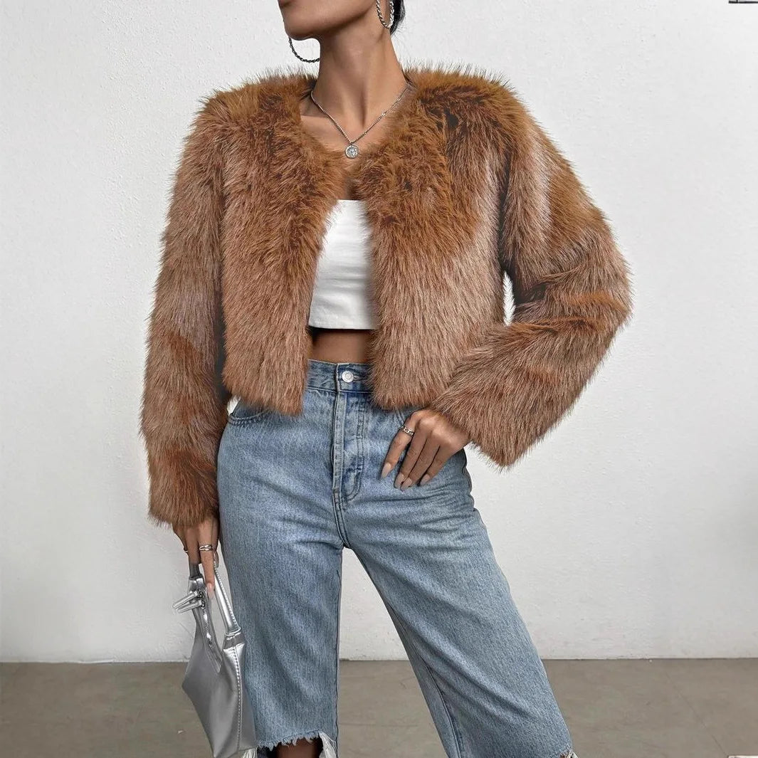 Women's Faux Fox Fur Coat Jacket