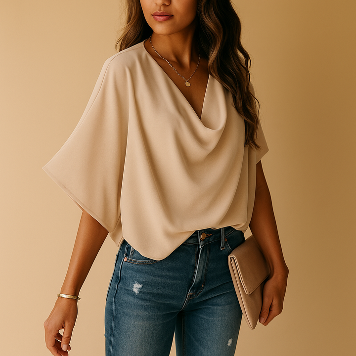 Chiffon blouse with batwing sleeves for women | Hazel