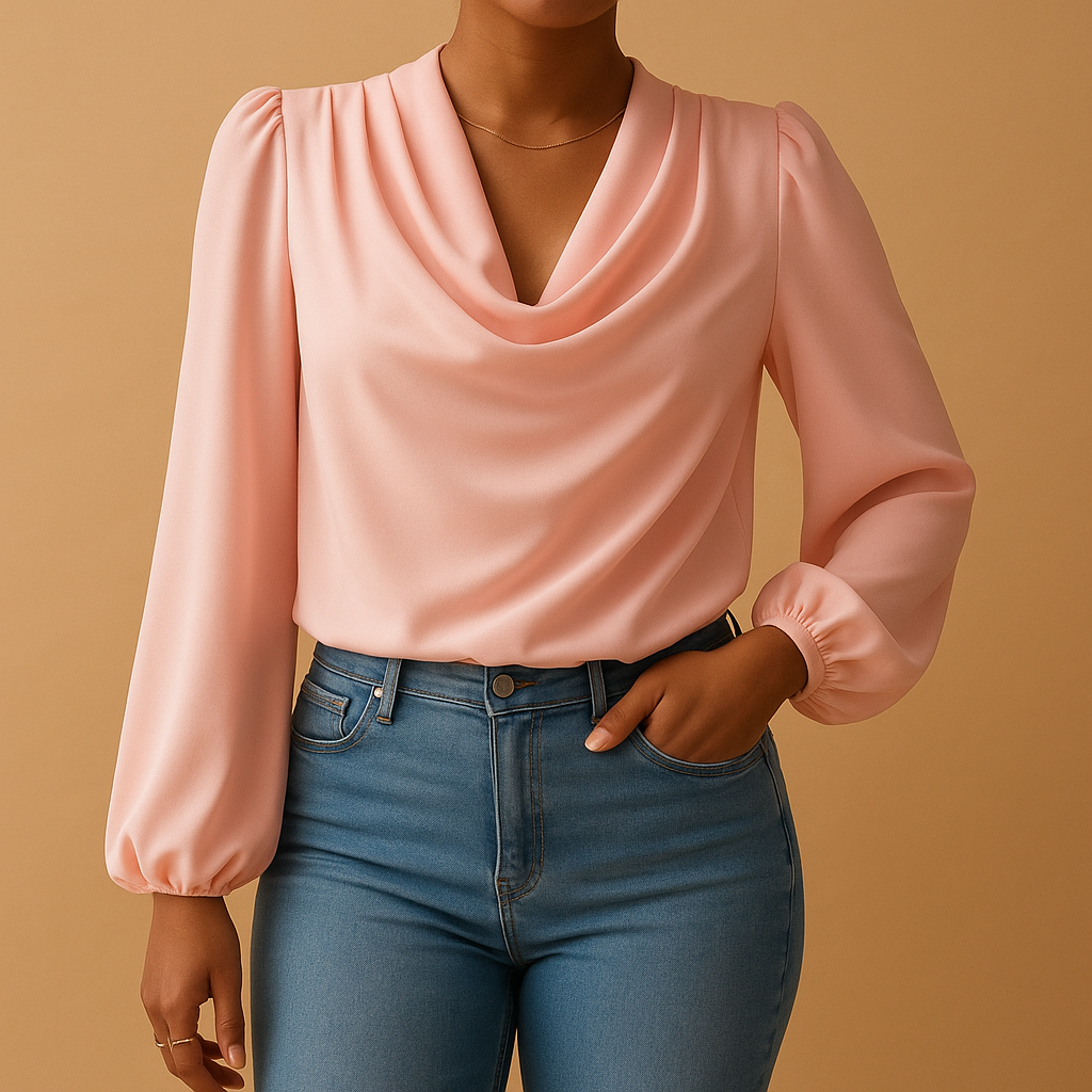 Chiffon blouse with puff sleeves for women | Isla
