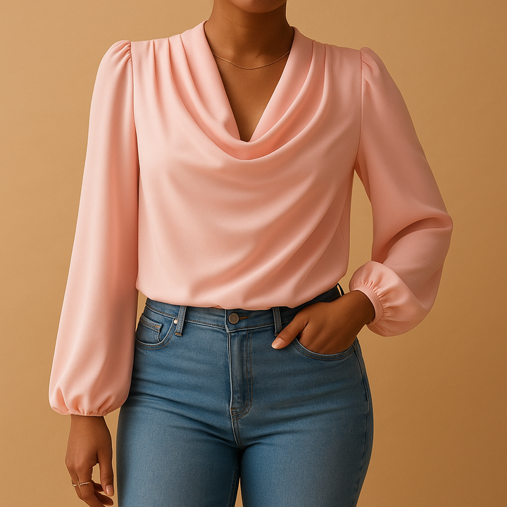 Chiffon blouse with puff sleeves for women | Isla