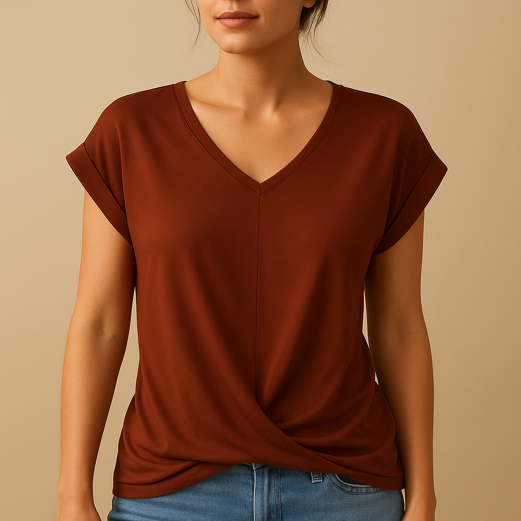 Classic V-neck blouse for women | Evelyn
