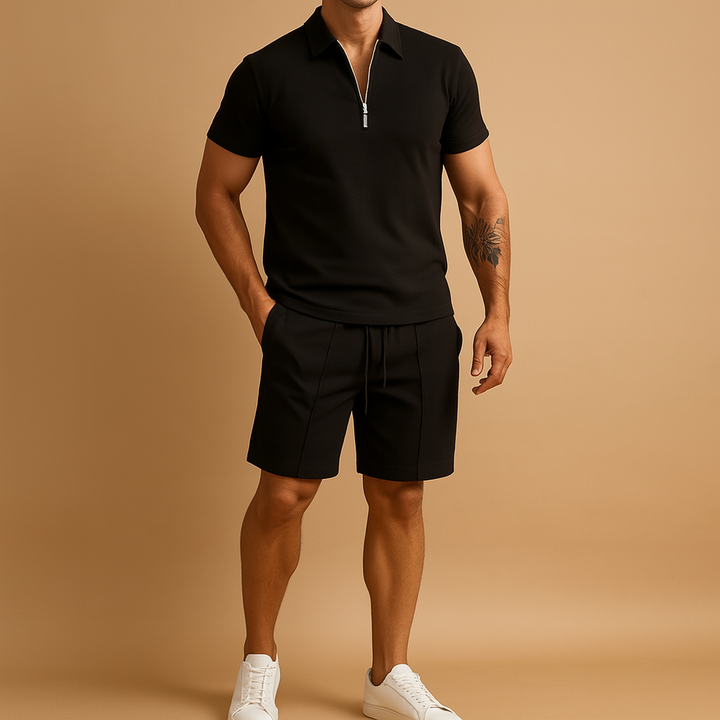 Elegant polo and shorts summer set for men | Damon