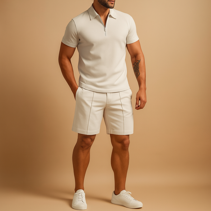 Elegant polo and shorts summer set for men | Damon