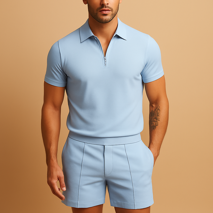 Elegant polo and shorts summer set for men | Damon
