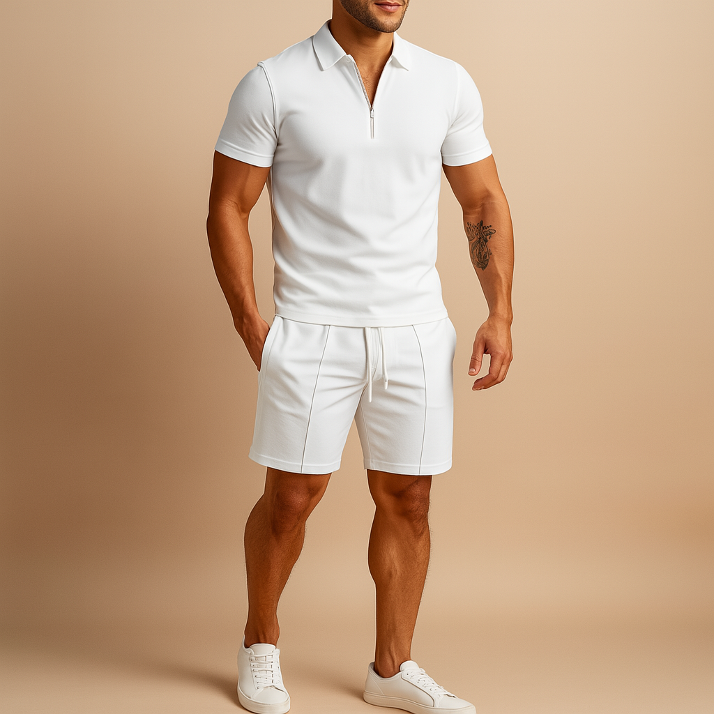 Elegant polo and shorts summer set for men | Damon