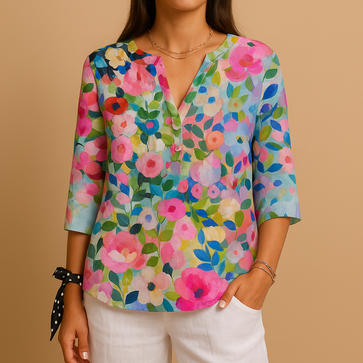 Floral button blouse for women | Hazel