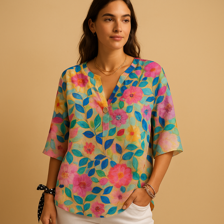 Floral button blouse for women | Hazel