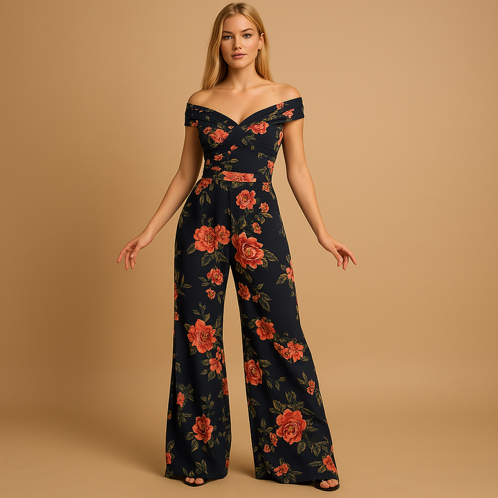Floral off-shoulder jumpsuit for women | Sophia