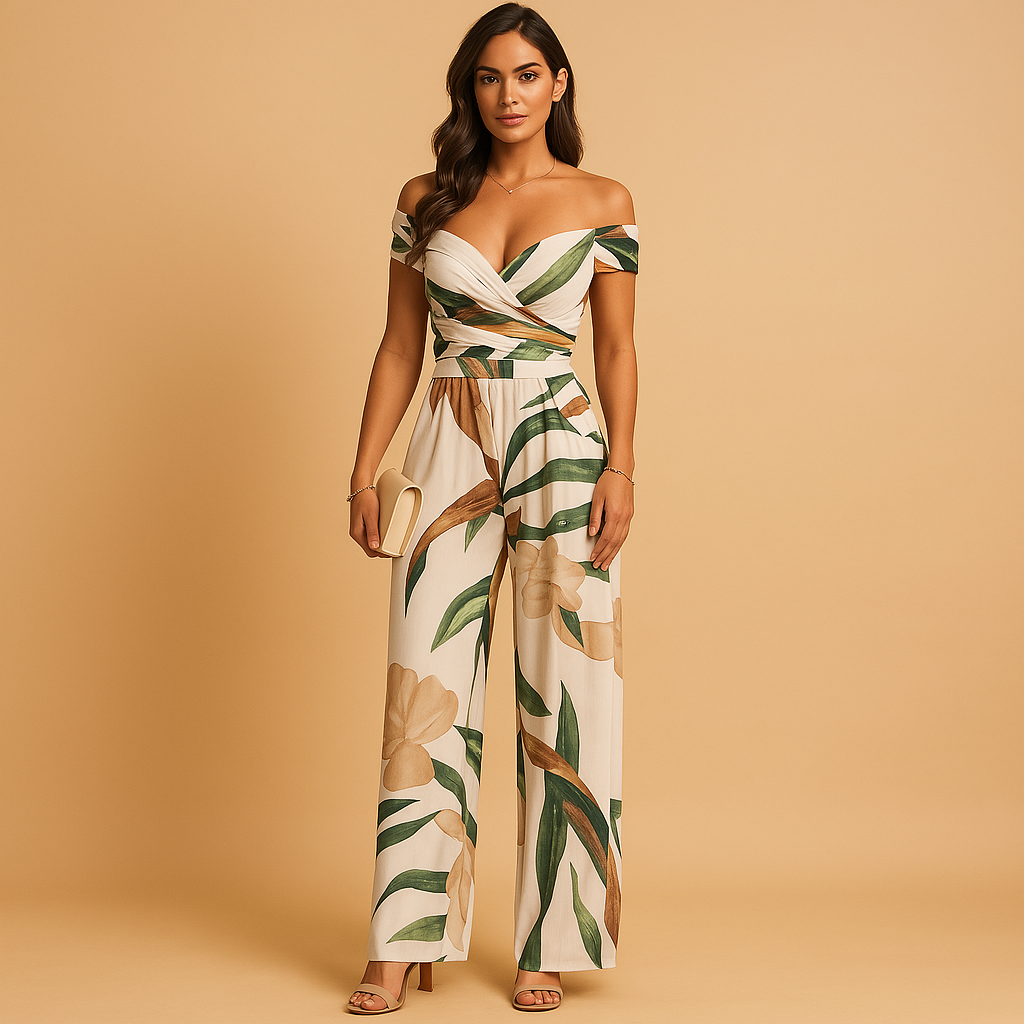 Floral off-shoulder jumpsuit for women | Sophia