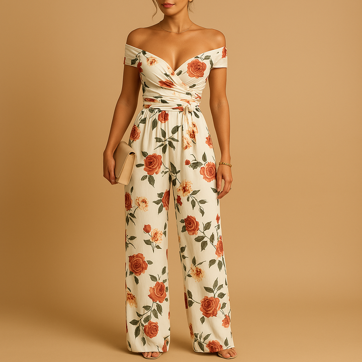 Floral off-shoulder jumpsuit for women | Sophia