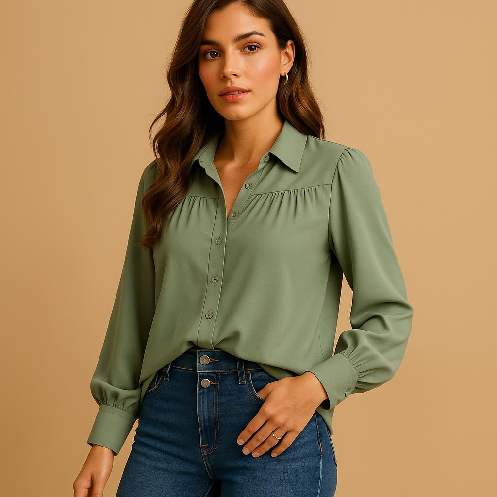 Lantern sleeve elegant blouse for women | Evelyn