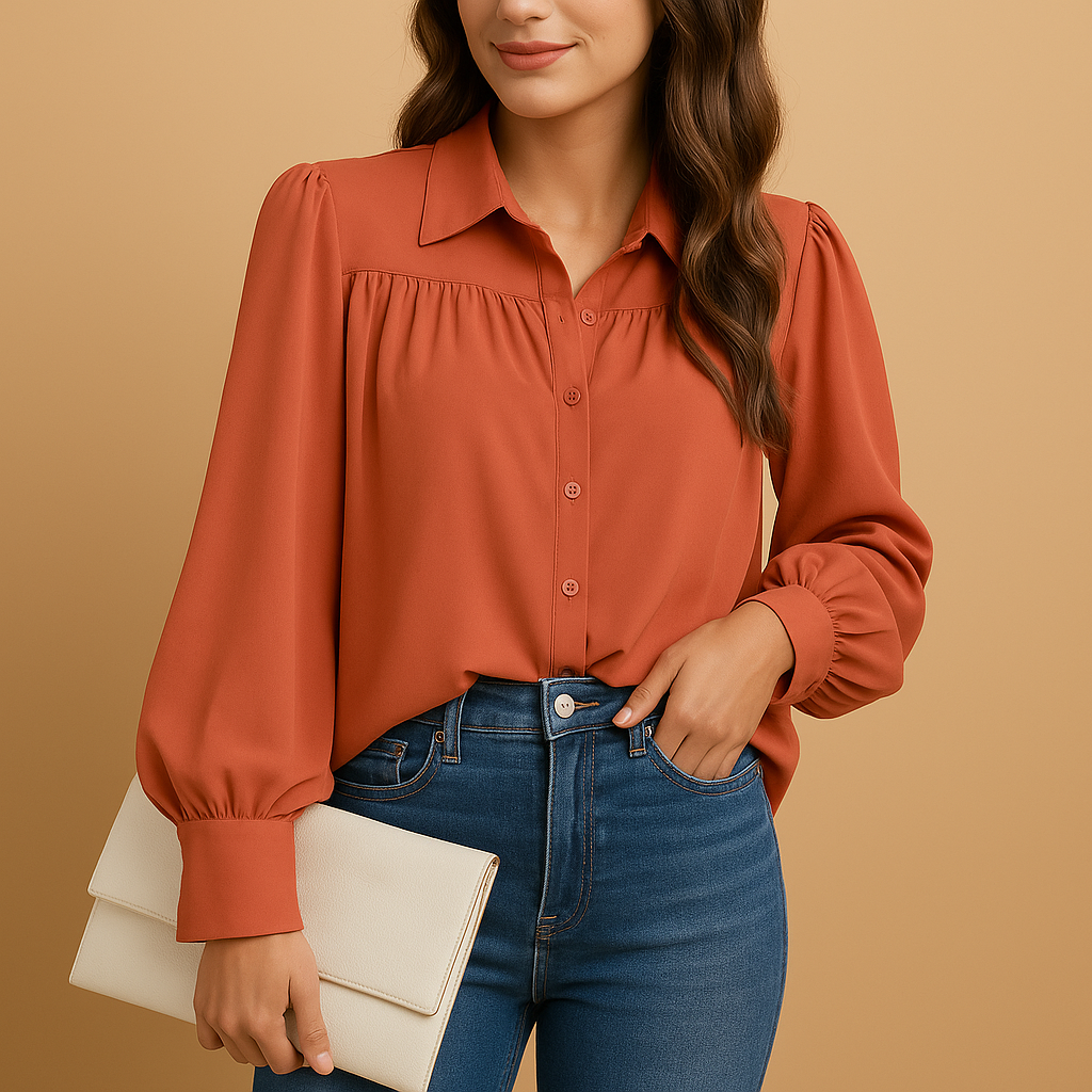 Lantern sleeve elegant blouse for women | Evelyn