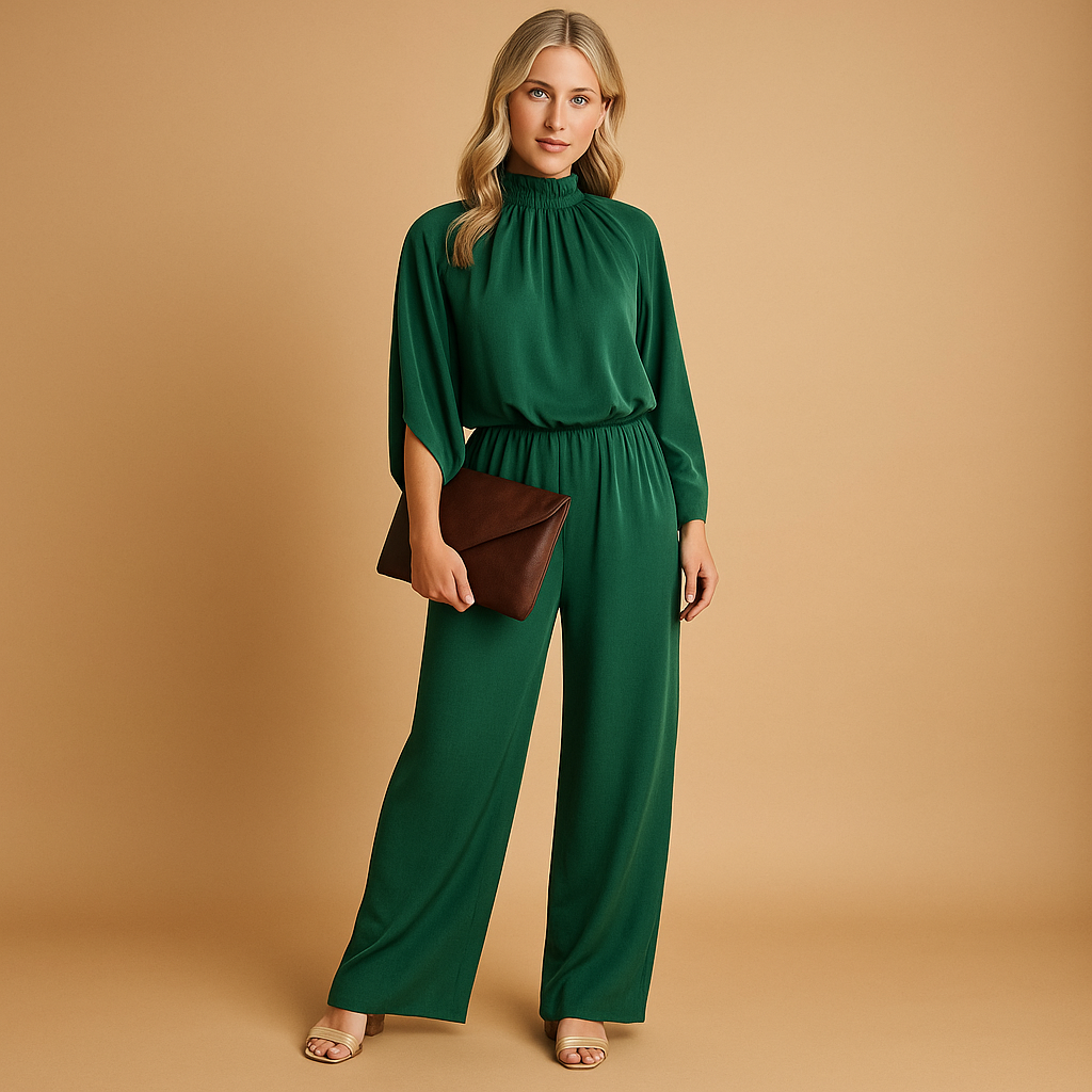 Long sleeve wide leg jumpsuit for women | Clara