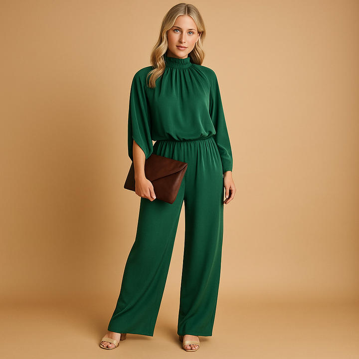 Long sleeve wide leg jumpsuit for women | Clara
