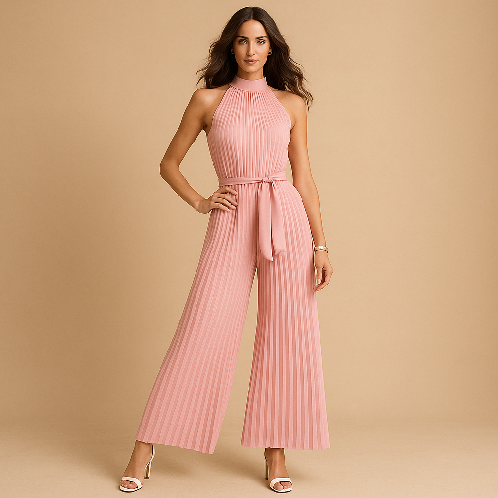 Pleated high-neck jumpsuit for women | Isabella