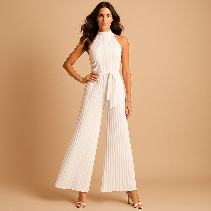 Pleated high-neck jumpsuit for women | Isabella