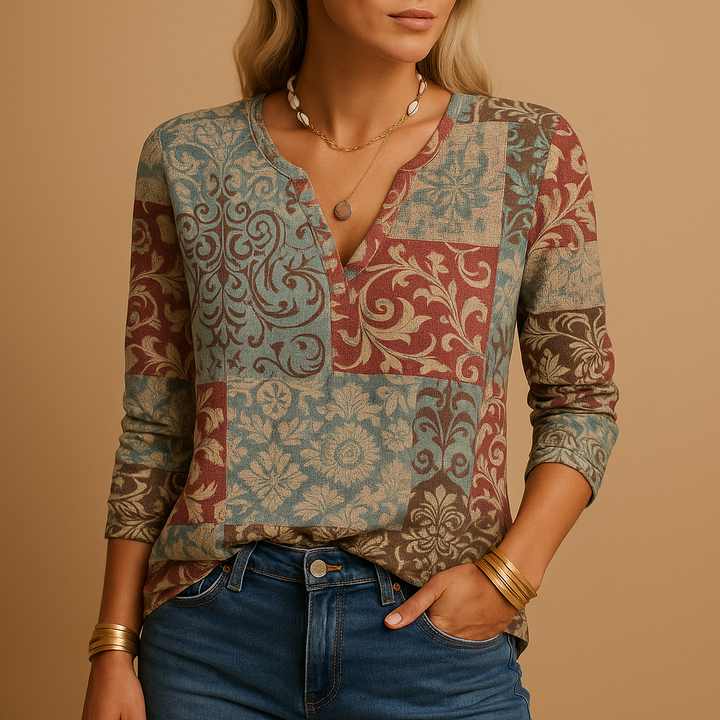 Printed long sleeve top for women | Harper