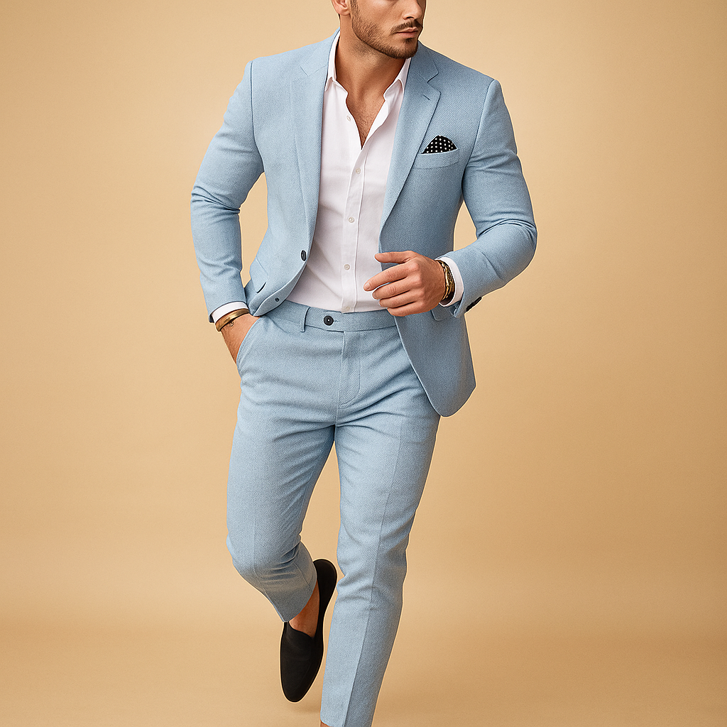Slim fit suit with blazer and trousers for men | Ethan