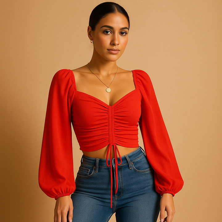 Sweetheart neckline blouse for women | Isla