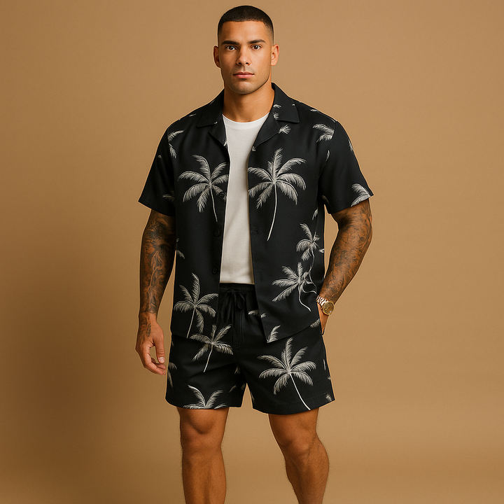 Tropical summer set with palm print for men | Adrian