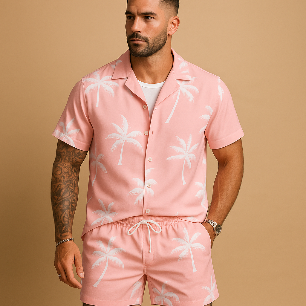 Tropical summer set with palm print for men | Adrian