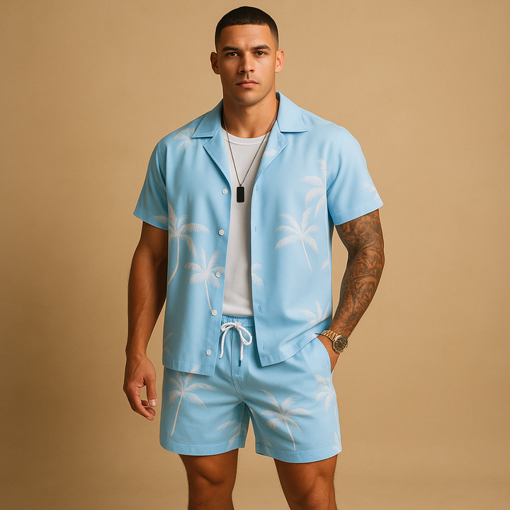 Tropical summer set with palm print for men | Adrian