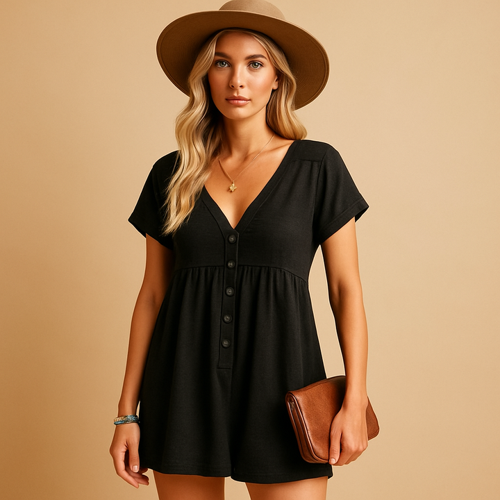 V-neck lightweight jumpsuit for women | Amira